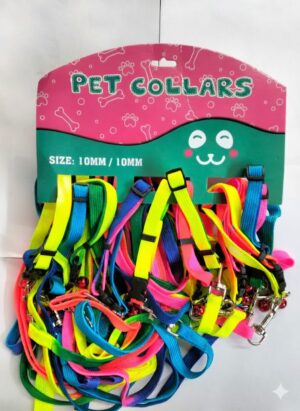 ADJUSTABLE PET COLLAR AND LEASH WITH BELL FOR CATS & SMALL DOGS 10 MM