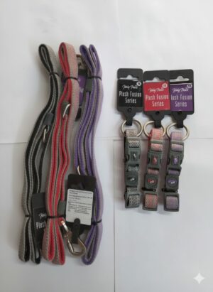 PLUSH FUSION PET COLLAR & LEASH SET – 15MM