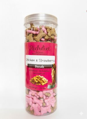 RICHDIET CHICKEN AND STRAWBERRY DOG BISCUITS - 700 GMS