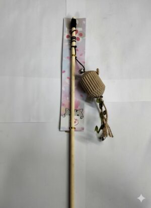 NATURAL ROPE & BELL WAND CAT TOY