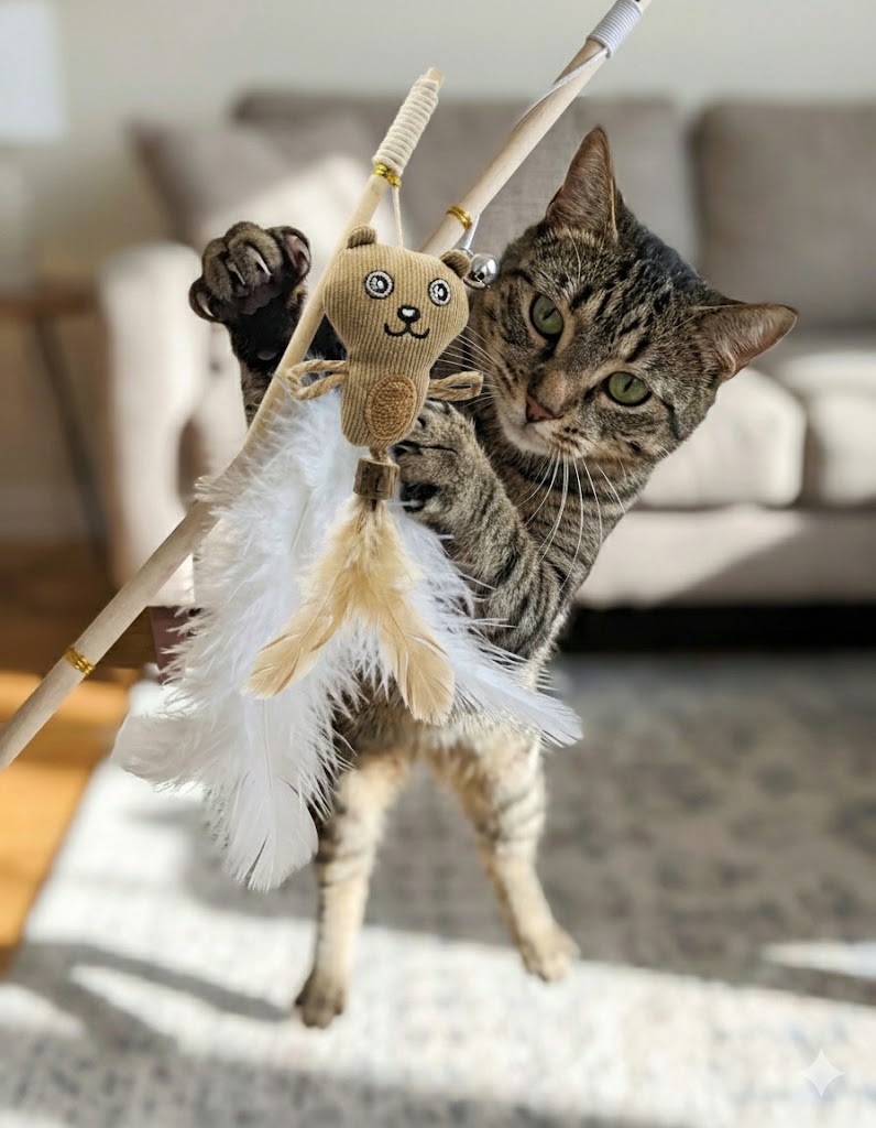 TEDDY FEATHER WAND CAT TOY - Image 2